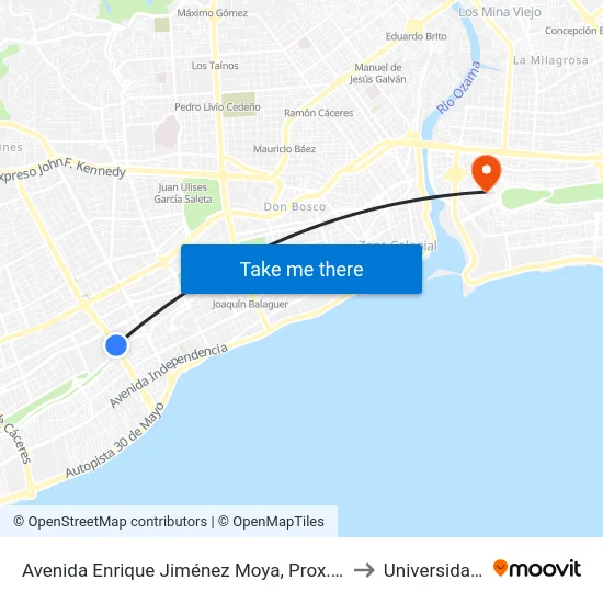 Avenida Enrique Jiménez Moya, Prox. C/Pablo M. Tavárez to Universidad APEC map
