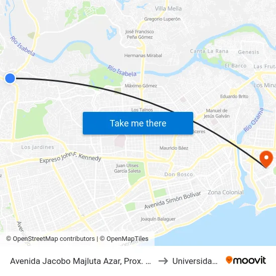 Avenida Jacobo Majluta Azar, Prox. C/Rogelia Arvelo to Universidad APEC map