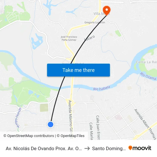 Av. Nicolás De Ovando Prox. Av. Ortega Y Gasset to Santo Domingo Norte map
