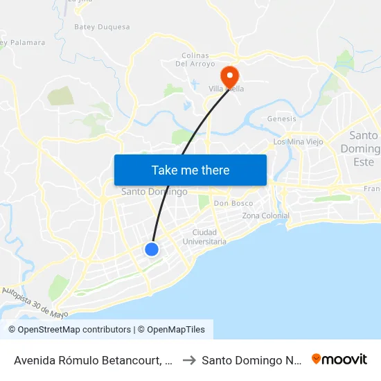 Avenida Rómulo Betancourt, 1374 to Santo Domingo Norte map