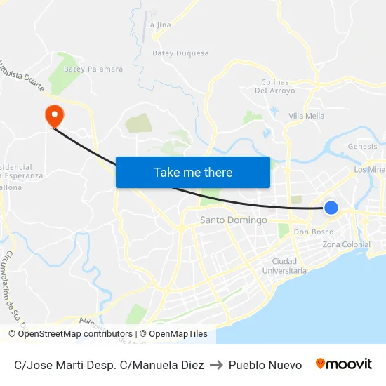 C/Jose Marti Desp. C/Manuela Diez to Pueblo Nuevo map