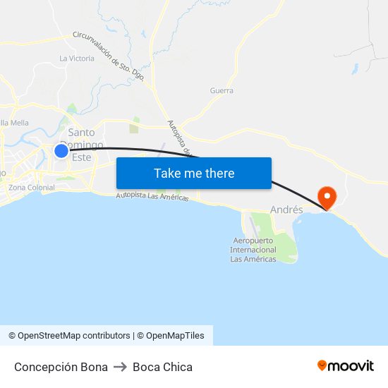 Concepción Bona to Boca Chica map