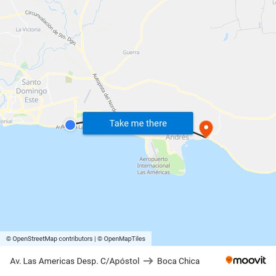Av. Las Americas Desp. C/Apóstol to Boca Chica map