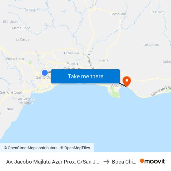 Av. Jacobo Majluta Azar Prox. C/San José to Boca Chica map