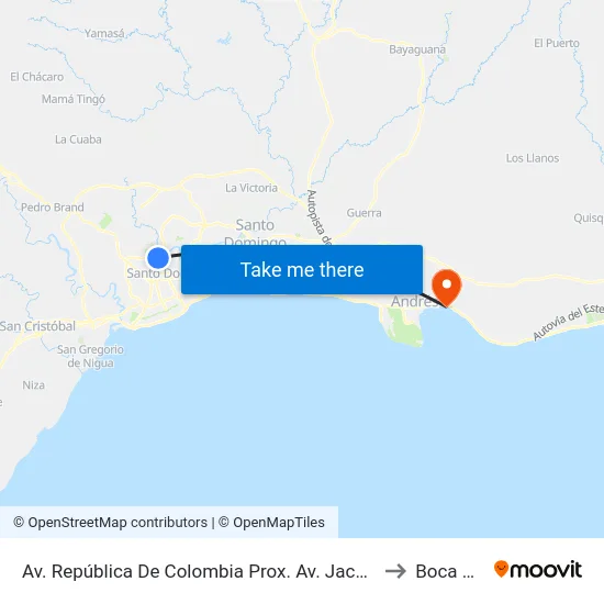 Av. República De Colombia Prox. Av. Jacobo Majluta Azar to Boca Chica map