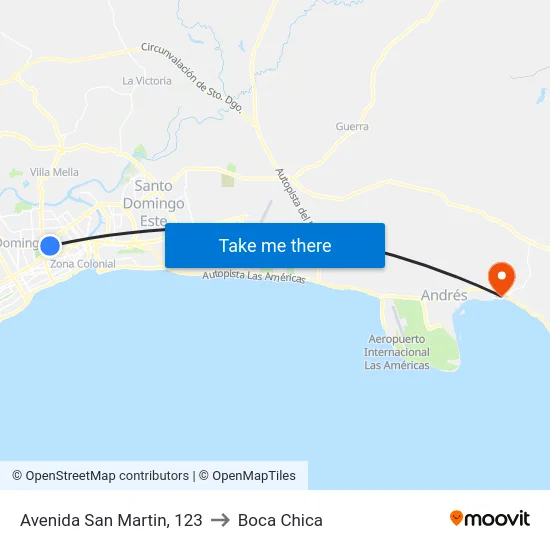 Avenida San Martin, 123 to Boca Chica map