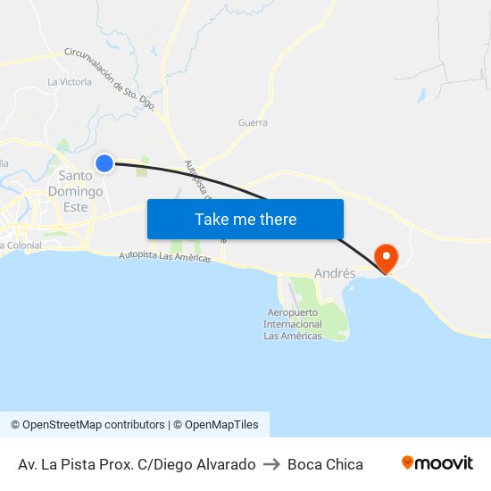 Av. La Pista Prox. C/Diego Alvarado to Boca Chica map