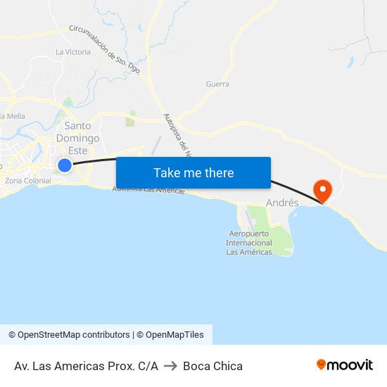 Av. Las Americas Prox. C/A to Boca Chica map