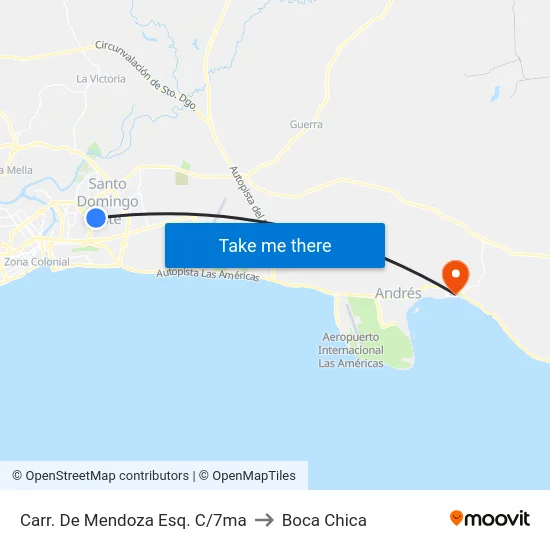 Carr. De Mendoza Esq. C/7ma to Boca Chica map