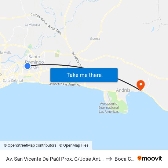 Av. San Vicente De Paúl Prox. C/Jose Antonio Jimenez to Boca Chica map
