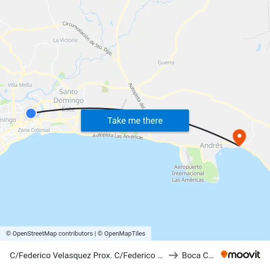C/Federico Velasquez Prox. C/Federico Bermudez to Boca Chica map