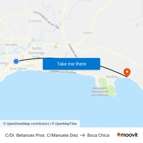 C/Dr. Betances Prox. C/Manuela Diez to Boca Chica map