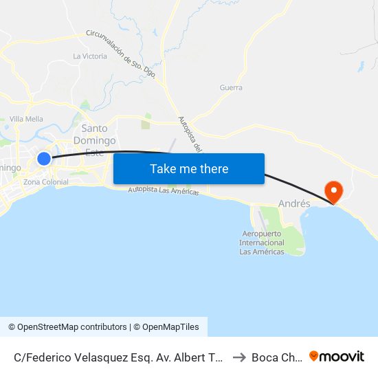 C/Federico Velasquez Esq. Av. Albert Thomas to Boca Chica map