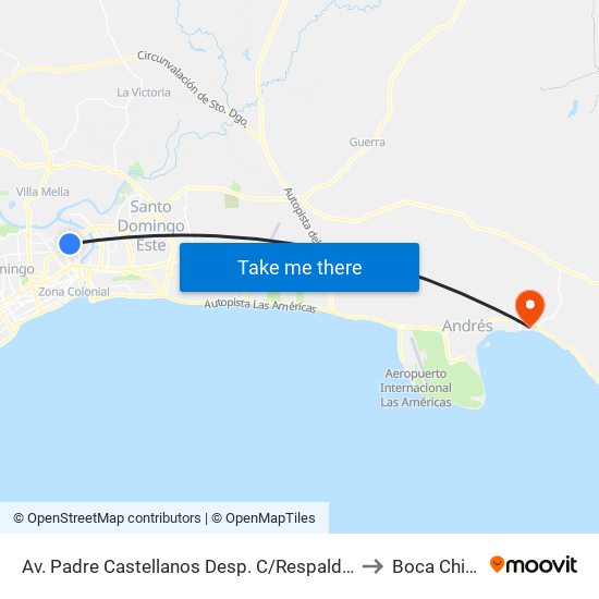 Av. Padre Castellanos Desp. C/Respaldo 8 to Boca Chica map