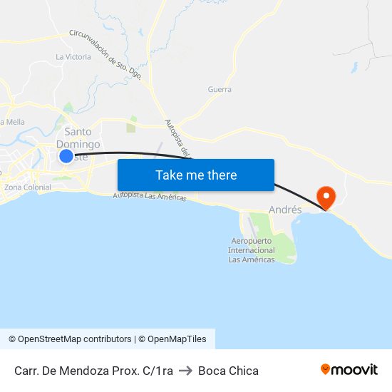 Carr. De Mendoza Prox. C/1ra to Boca Chica map