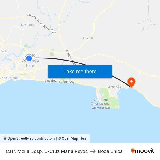 Carr. Mella Desp. C/Cruz Maria Reyes to Boca Chica map