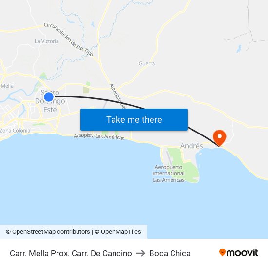 Carr. Mella Prox. Carr. De Cancino to Boca Chica map