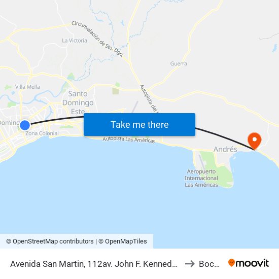 Avenida San Martin, 112av. John F. Kennedy Prox. C/Paseo De Los Aviadores to Boca Chica map