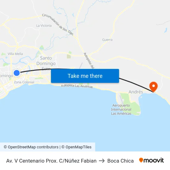 Av. V Centenario Prox. C/Núñez Fabian to Boca Chica map