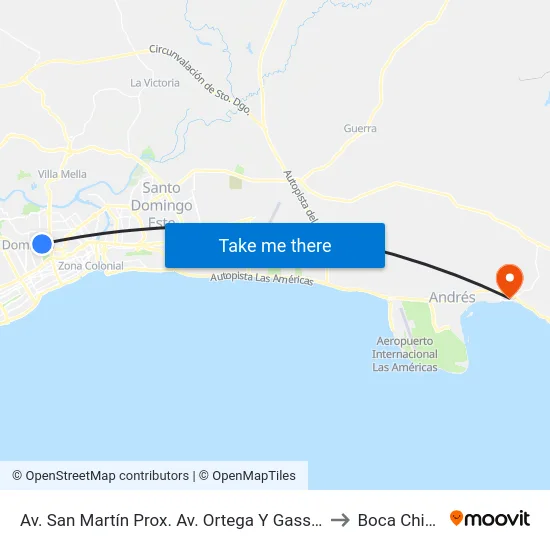 Av. San Martín Prox. Av. Ortega Y Gasset to Boca Chica map
