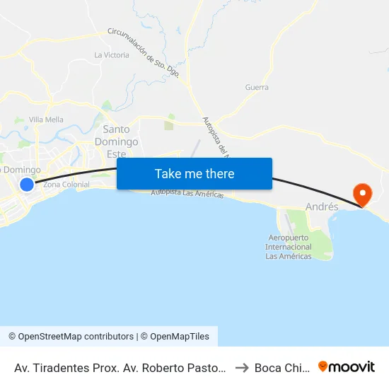 Av. Tiradentes Prox. Av. Roberto Pastoriza to Boca Chica map