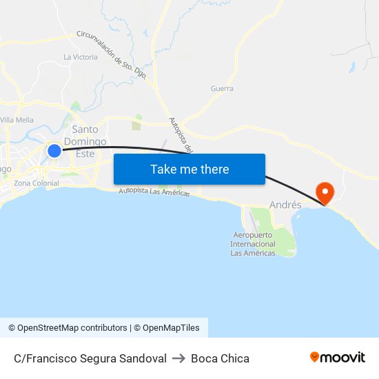 C/Francisco Segura Sandoval to Boca Chica map
