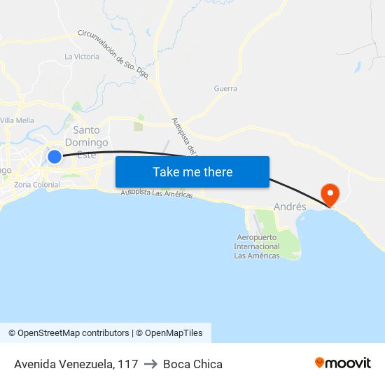 Avenida Venezuela, 117 to Boca Chica map