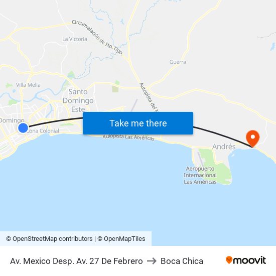 Av. Mexico Desp. Av. 27 De Febrero to Boca Chica map