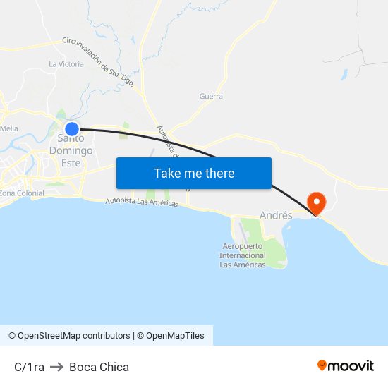 C/1ra to Boca Chica map