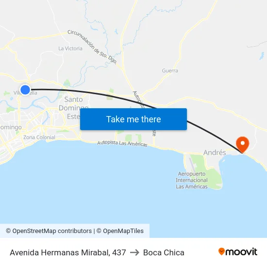 Avenida Hermanas Mirabal, 437 to Boca Chica map