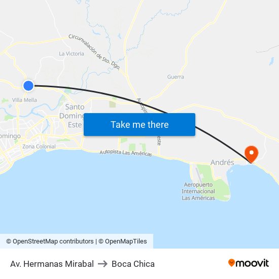 Av. Hermanas Mirabal to Boca Chica map