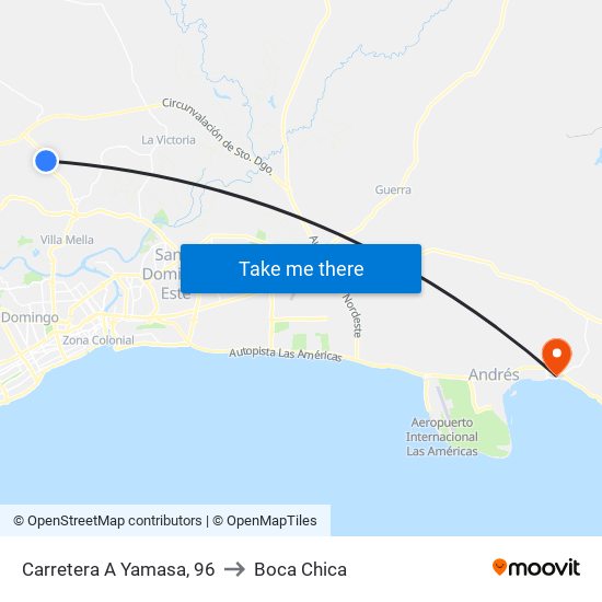 Carretera A Yamasa, 96 to Boca Chica map