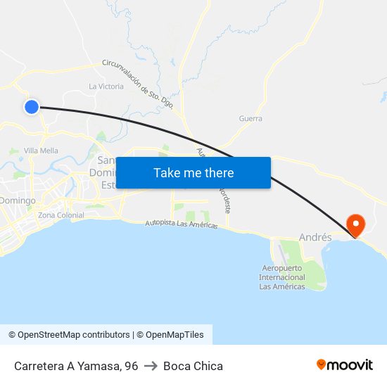 Carretera A Yamasa, 96 to Boca Chica map