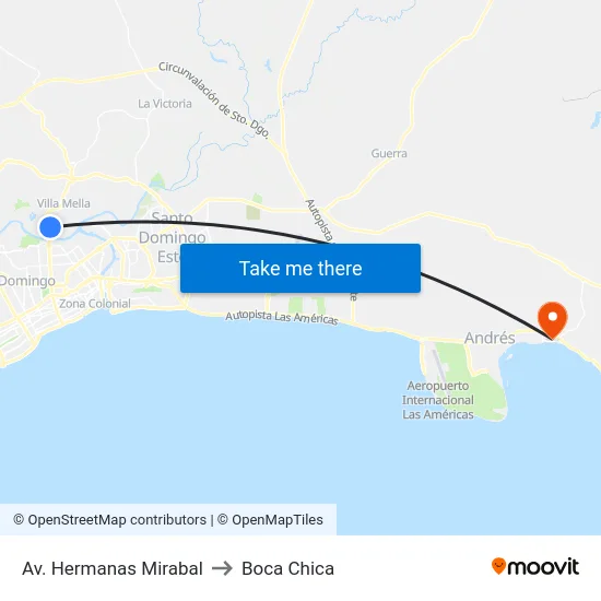 Av. Hermanas Mirabal to Boca Chica map