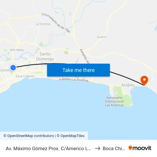 Av. Máximo Gómez Prox. C/Americo Lugo to Boca Chica map