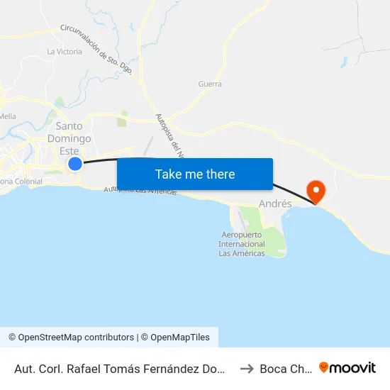 Aut. Corl. Rafael Tomás Fernández Domínguez to Boca Chica map