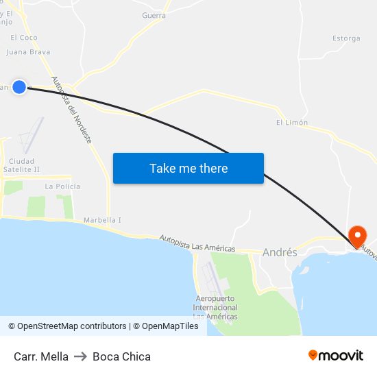Carr. Mella to Boca Chica map