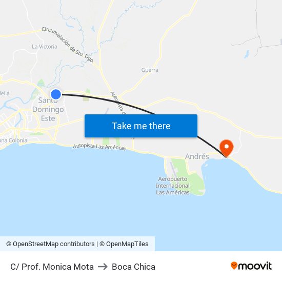 C/ Prof. Monica Mota to Boca Chica map