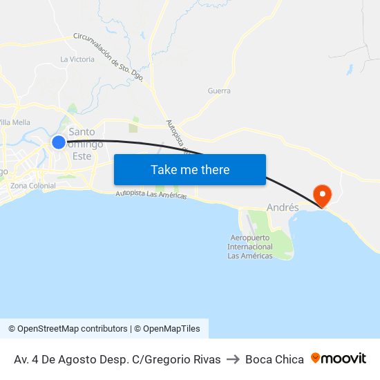 Av. 4 De Agosto Desp. C/Gregorio Rivas to Boca Chica map