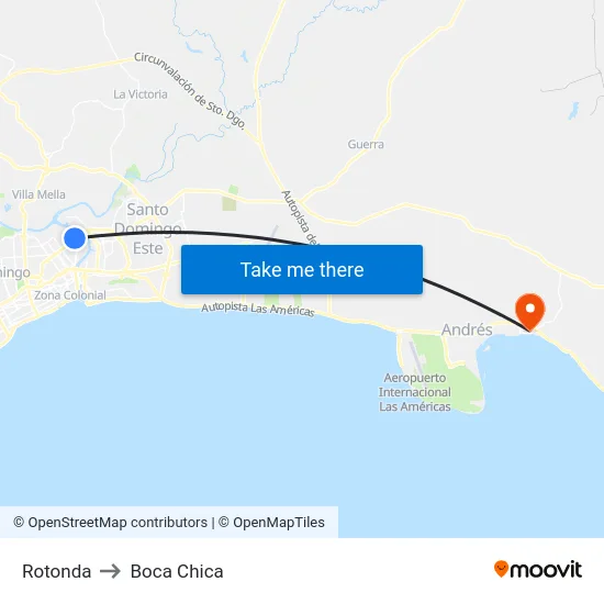 Rotonda to Boca Chica map
