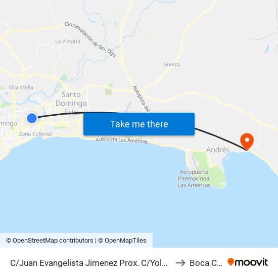 C/Juan Evangelista Jimenez Prox. C/Yolanda Guzman to Boca Chica map