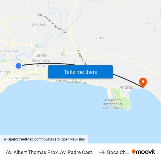 Av. Albert Thomas Prox. Av. Padre Castellanos to Boca Chica map