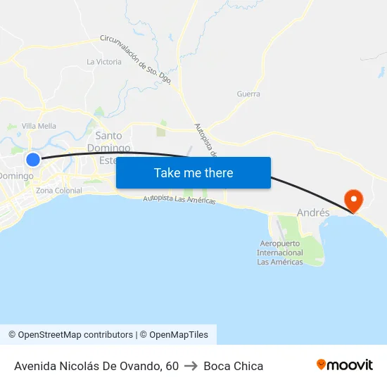 Avenida Nicolás De Ovando, 60 to Boca Chica map