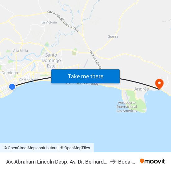Av. Abraham Lincoln Desp. Av. Dr. Bernardo Correa Y Cidron to Boca Chica map