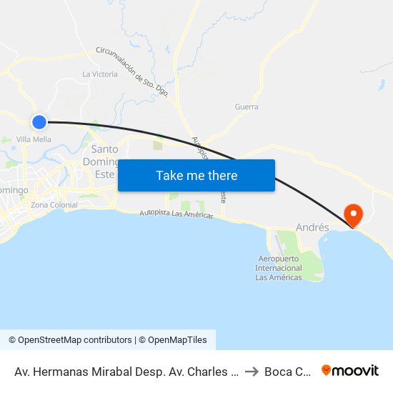 Av. Hermanas Mirabal Desp. Av. Charles De Gaulle to Boca Chica map