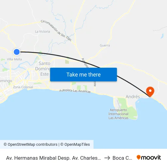Av. Hermanas Mirabal Desp. Av. Charles De Gaulle to Boca Chica map
