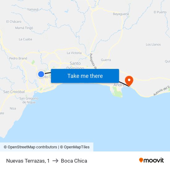 Nuevas Terrazas, 1 to Boca Chica map