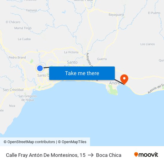 Calle Fray Antón De Montesinos, 15 to Boca Chica map