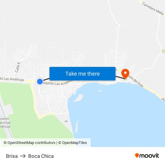 Brisa to Boca Chica map