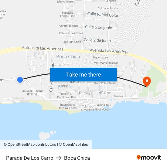 Parada De Los Carro to Boca Chica map
